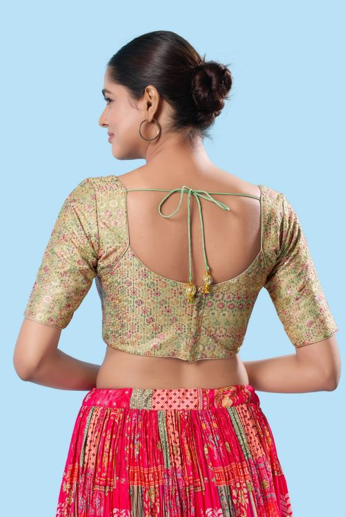 Picture of Pleasing Brocade Light Green Readymade Blouse