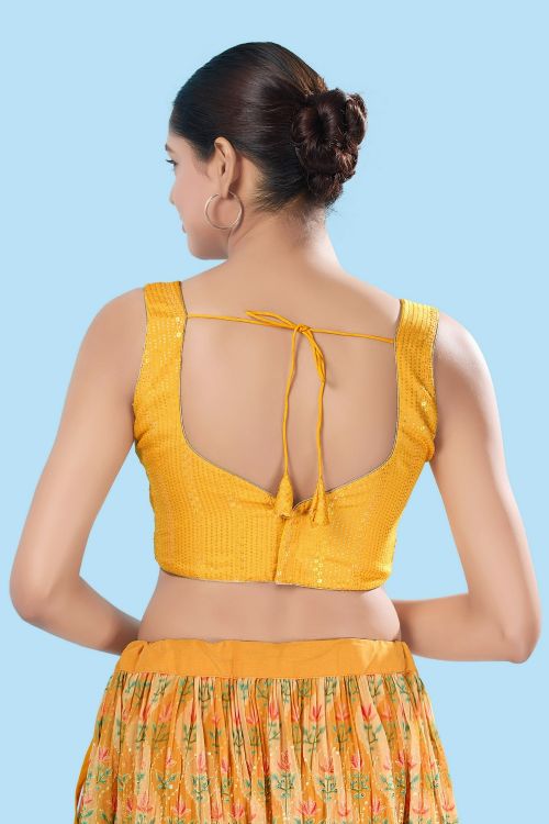 Picture of Shapely Brocade Yellow Readymade Blouse