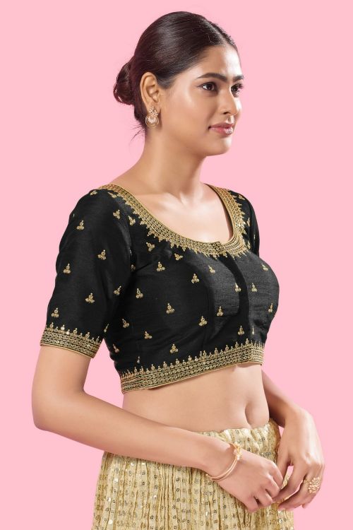 Picture of Pretty Mulbury Silk Black Readymade Blouse