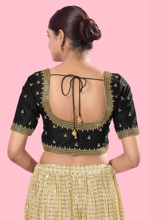 Picture of Pretty Mulbury Silk Black Readymade Blouse