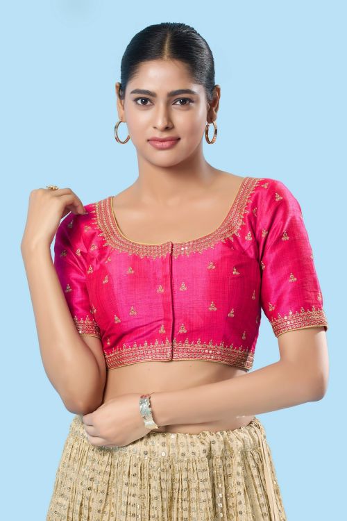 Picture of Ideal Mulbury Silk Deep Pink Readymade Blouse