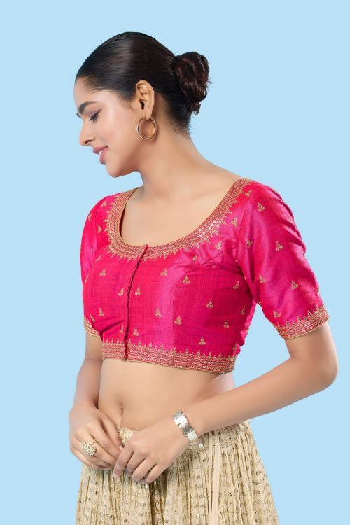 Picture of Ideal Mulbury Silk Deep Pink Readymade Blouse