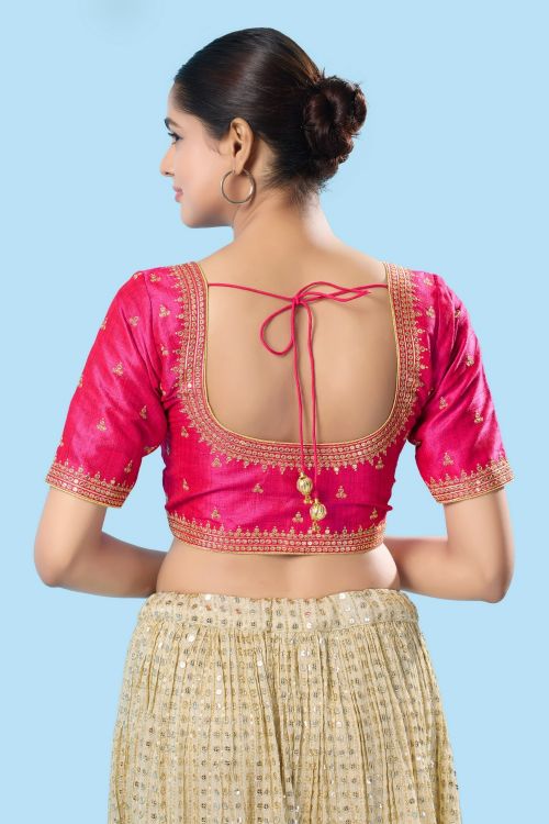 Picture of Ideal Mulbury Silk Deep Pink Readymade Blouse