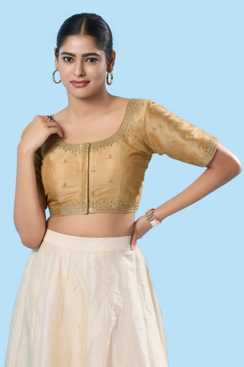 Picture of Splendid Mulbury Silk Gold Readymade Blouse