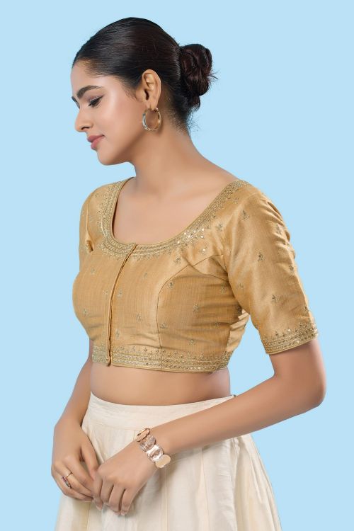 Picture of Splendid Mulbury Silk Gold Readymade Blouse