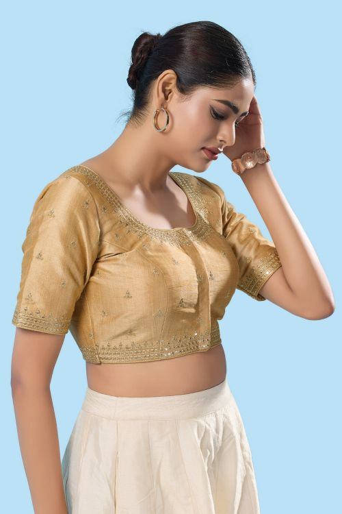 Picture of Splendid Mulbury Silk Gold Readymade Blouse