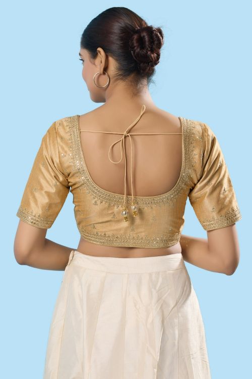 Picture of Splendid Mulbury Silk Gold Readymade Blouse