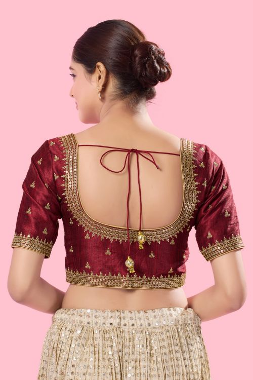 Picture of Fascinating Mulbury Silk Maroon Readymade Blouse