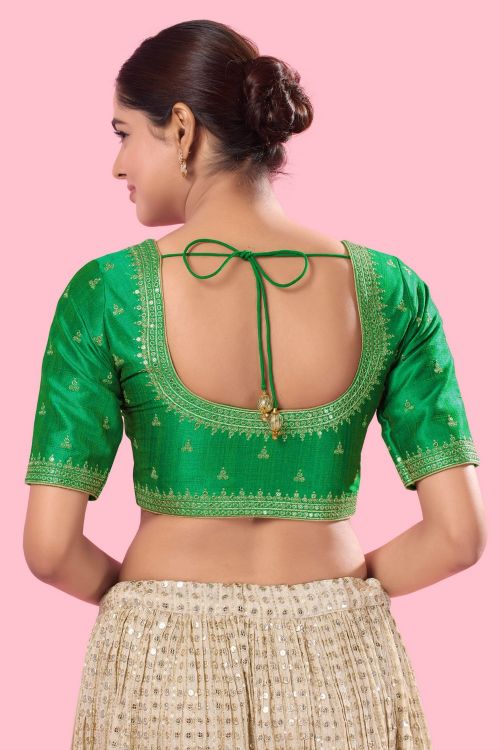 Picture of Good Looking Mulbury Silk Green Readymade Blouse