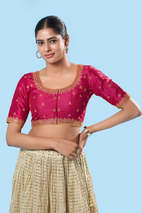 Picture of Exquisite Mulbury Silk Magenta Readymade Blouse