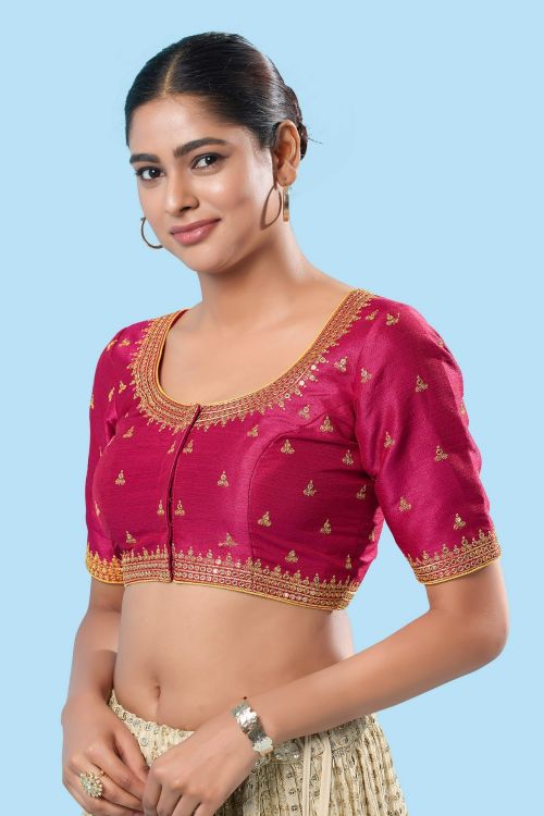 Picture of Exquisite Mulbury Silk Magenta Readymade Blouse