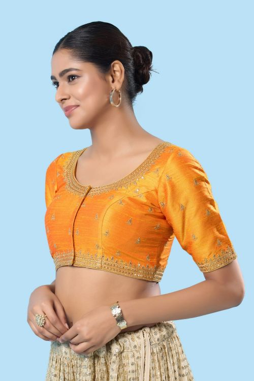 Picture of Nice Mulbury Silk Yellow Readymade Blouse