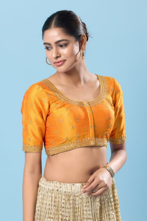 Picture of Nice Mulbury Silk Yellow Readymade Blouse