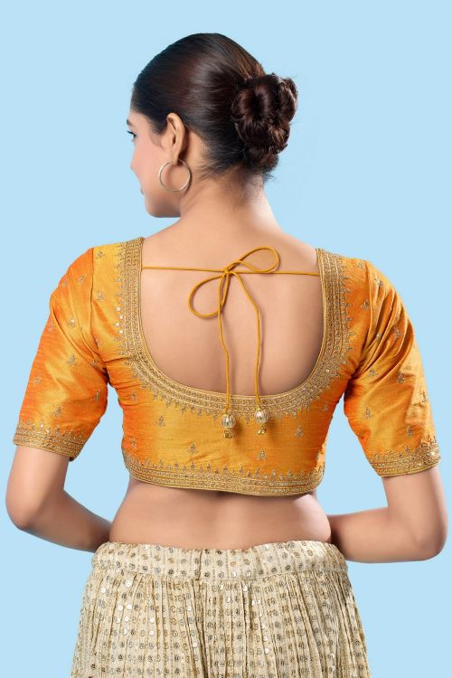 Picture of Nice Mulbury Silk Yellow Readymade Blouse