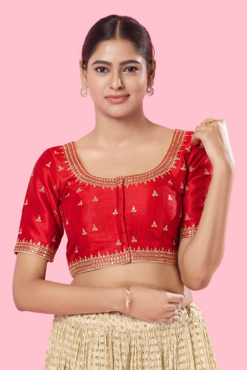 Picture of Grand Mulbury Silk Red Readymade Blouse