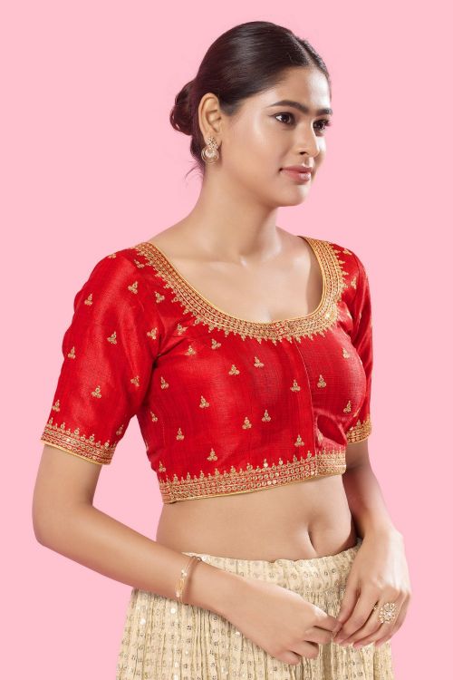 Picture of Grand Mulbury Silk Red Readymade Blouse