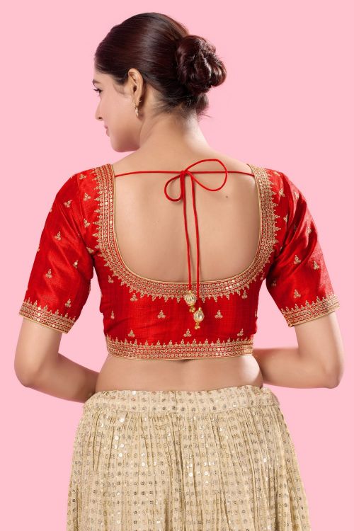 Picture of Grand Mulbury Silk Red Readymade Blouse