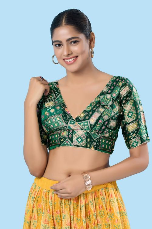 Picture of Exquisite Brocade Green Readymade Blouse