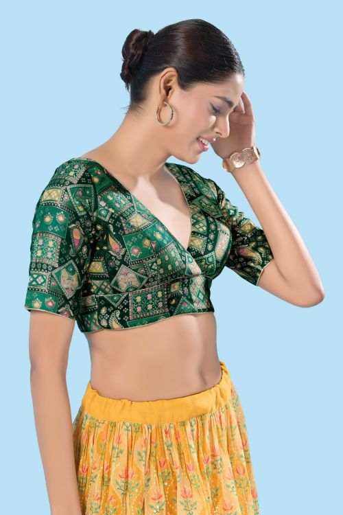 Picture of Exquisite Brocade Green Readymade Blouse