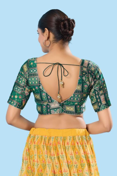 Picture of Exquisite Brocade Green Readymade Blouse