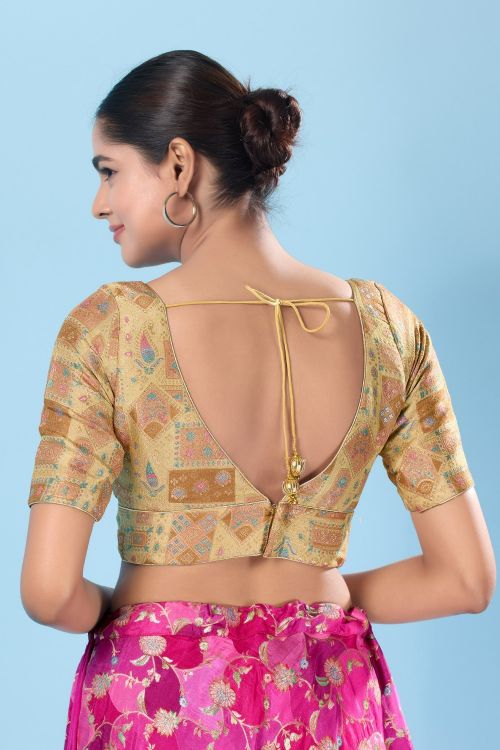 Picture of Delightful Brocade Gold Readymade Blouse