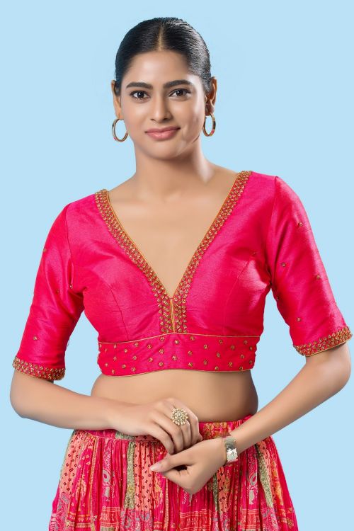 Picture of Pretty Mulbury Silk Deep Pink Readymade Blouse