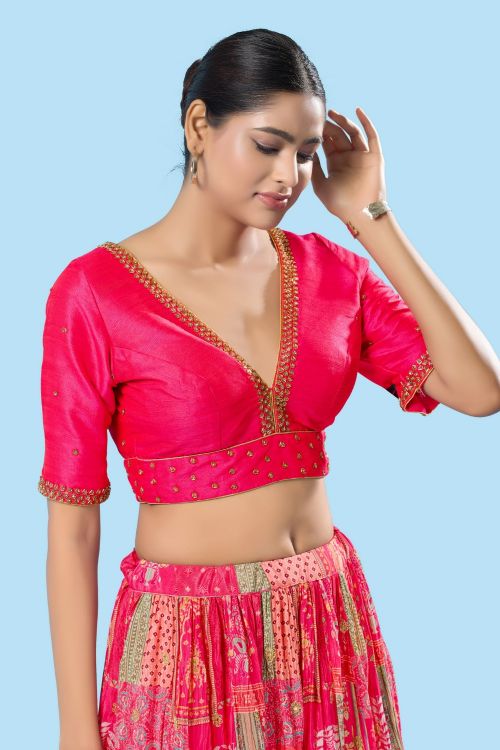 Picture of Pretty Mulbury Silk Deep Pink Readymade Blouse