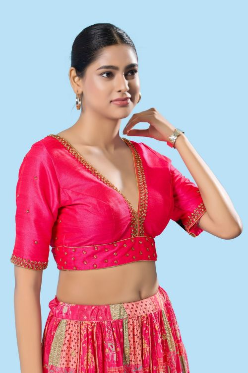 Picture of Pretty Mulbury Silk Deep Pink Readymade Blouse