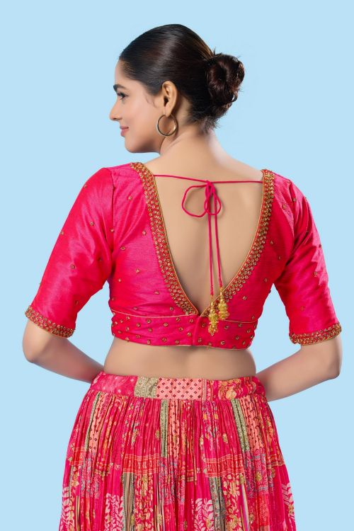 Picture of Pretty Mulbury Silk Deep Pink Readymade Blouse