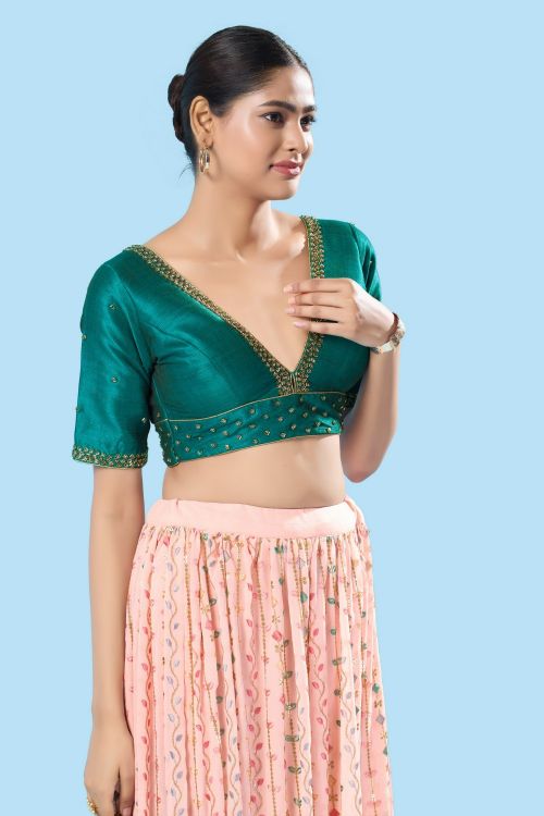 Picture of Ravishing Mulbury Silk Rama Green Readymade Blouse