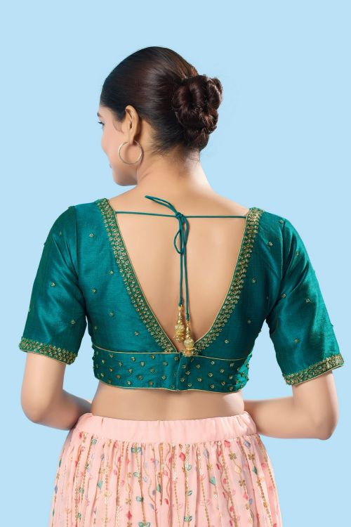 Picture of Ravishing Mulbury Silk Rama Green Readymade Blouse