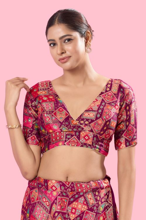 Picture of Fine Brocade Magenta Readymade Blouse
