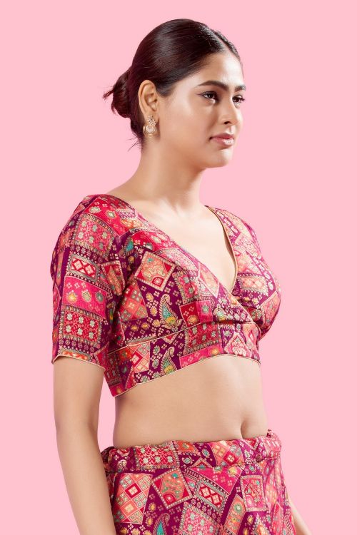 Picture of Fine Brocade Magenta Readymade Blouse
