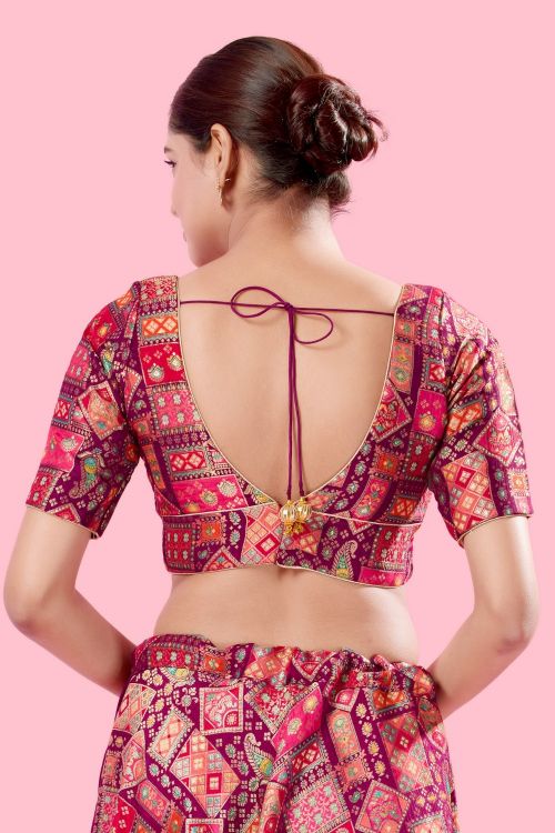 Picture of Fine Brocade Magenta Readymade Blouse