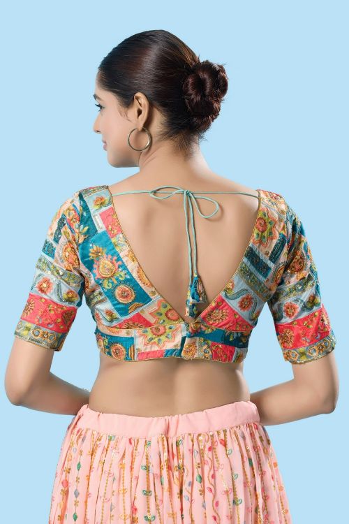 Picture of Taking Brocade Sky Blue Readymade Blouse