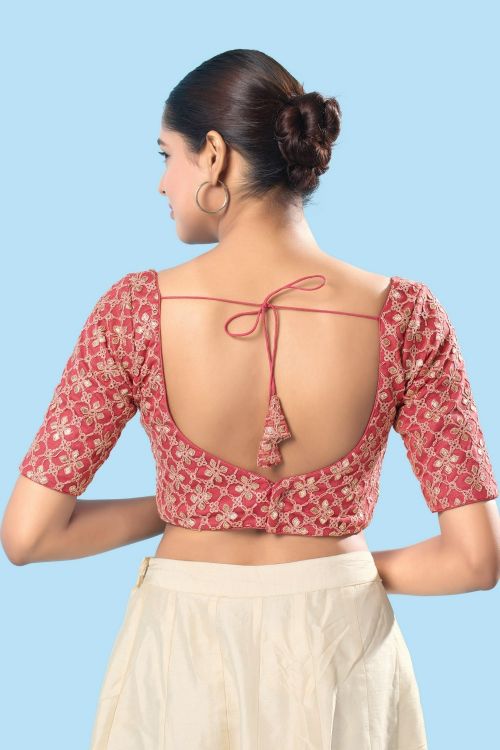 Picture of Well Formed Silk Indian Red Readymade Blouse