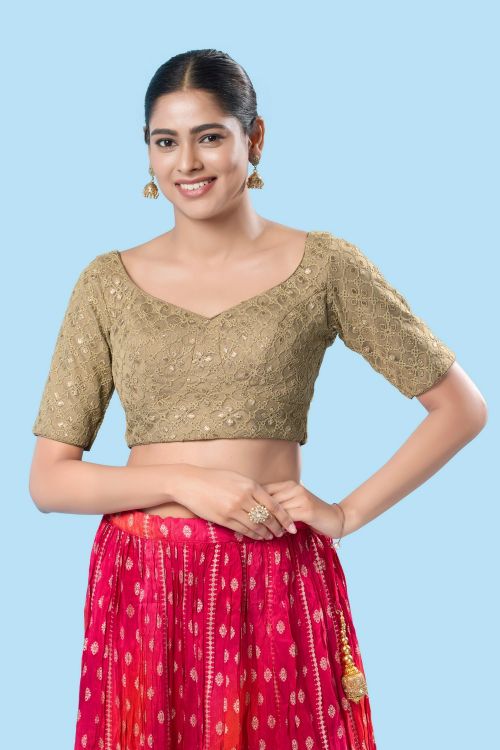 Picture of Shapely Silk Light Grey Readymade Blouse