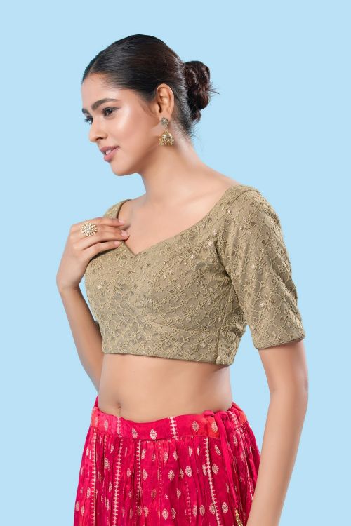 Picture of Shapely Silk Light Grey Readymade Blouse