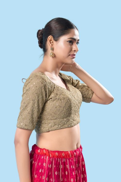 Picture of Shapely Silk Light Grey Readymade Blouse