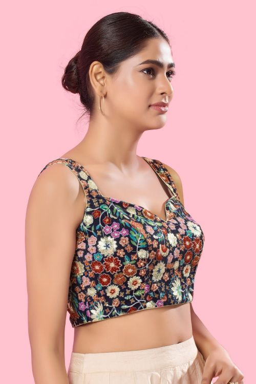 Picture of Statuesque Brocade Navy Blue Readymade Blouse