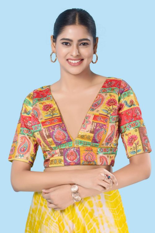 Picture of Beauteous Brocade Yellow Readymade Blouse