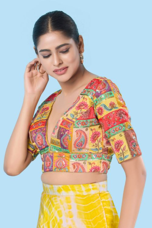 Picture of Beauteous Brocade Yellow Readymade Blouse