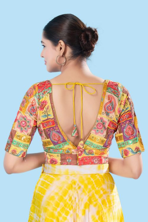 Picture of Beauteous Brocade Yellow Readymade Blouse