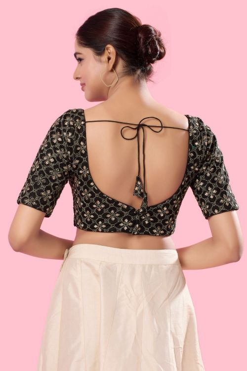 Picture of Marvelous Silk Black Readymade Blouse