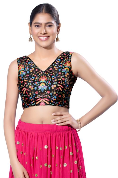 Picture of Alluring Silk Black Readymade Blouse