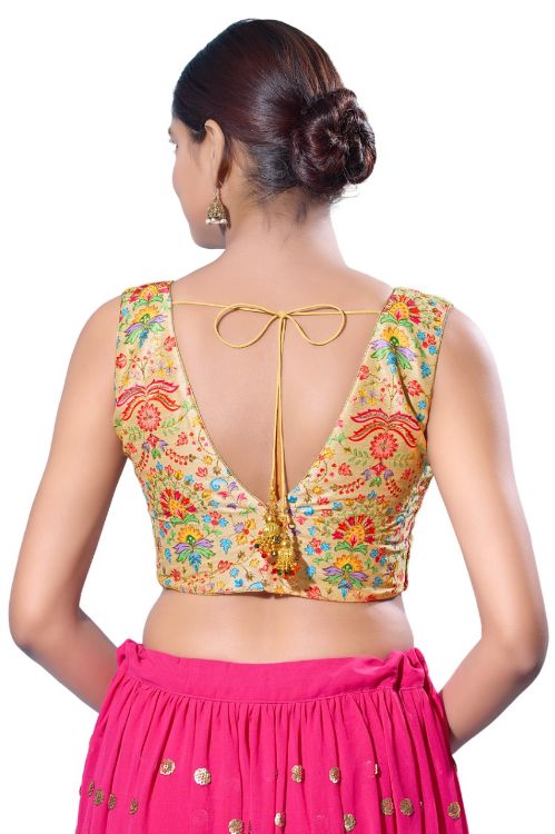 Picture of Elegant Silk Gold Readymade Blouse