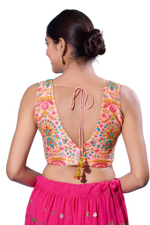 Picture of Pleasing Silk Peach Puff Readymade Blouse