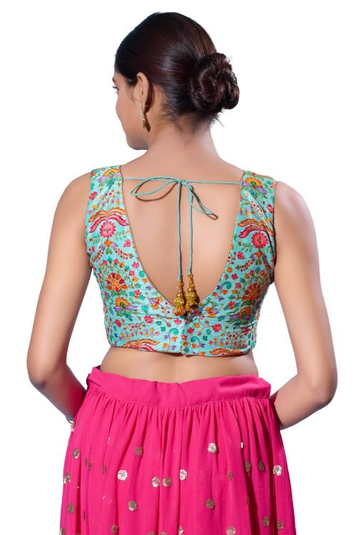 Picture of Exquisite Silk Light Blue Readymade Blouse