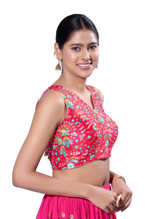 Picture of Good Looking Silk Deep Pink Readymade Blouse