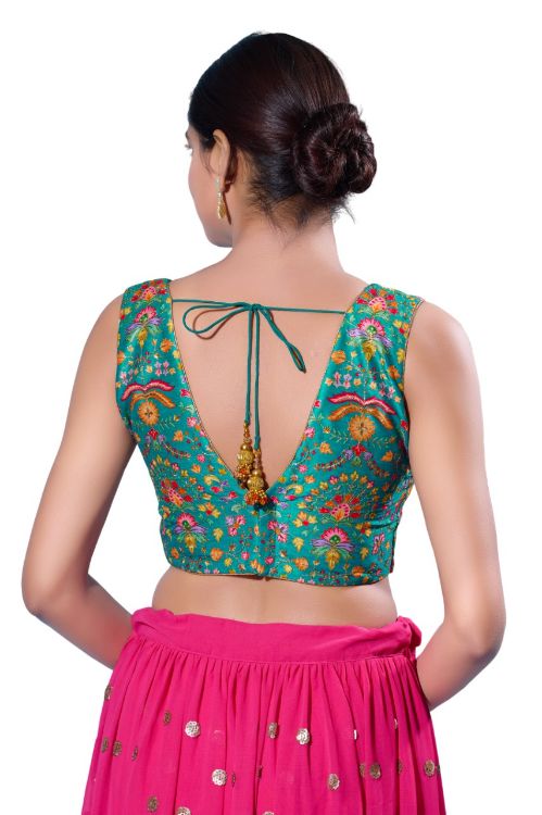 Picture of Exquisite Silk Blue Readymade Blouse